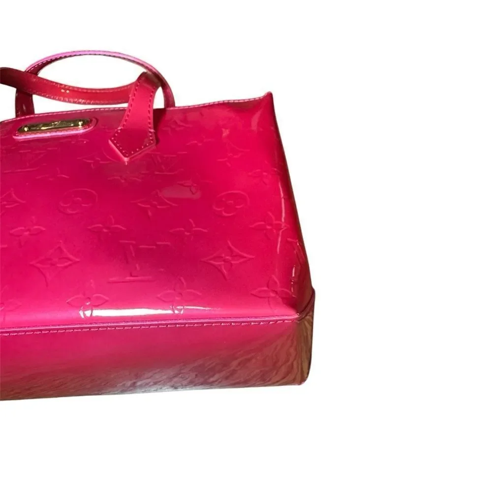 LOUIS VUITTON Rose Pop Vernis LV Monogram Leather Wishire PM Bag Auth RARE Ex+++